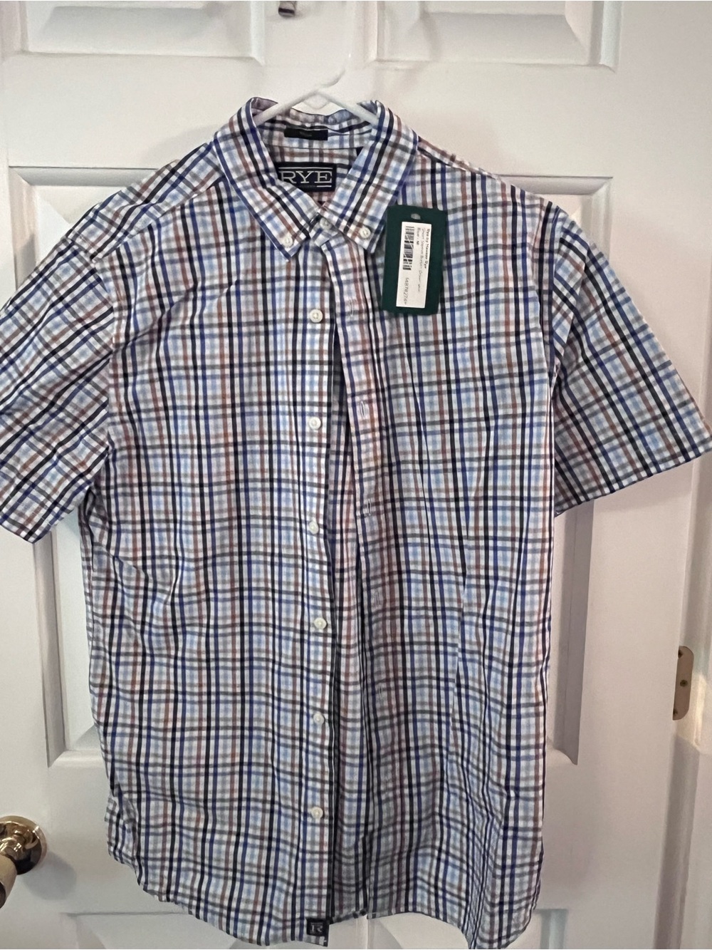 Rye Men's Short-Sleeve Plaid Button-Up Shirt - Blue & Brown